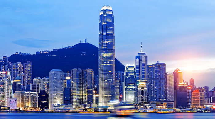 Beautiful HongKong cityscape at sunset