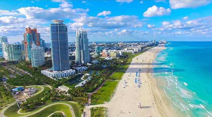 Aerial view of South Beach in Miami