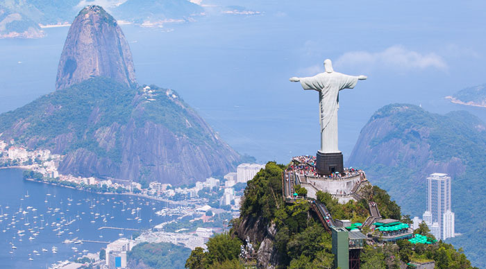 Aerial view of the Christ Redeemer and Corcovado Mountain