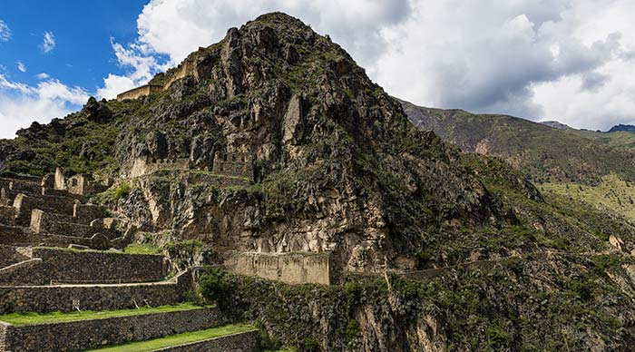 Ollantaytambo ruins in the Sacred Valley Peru