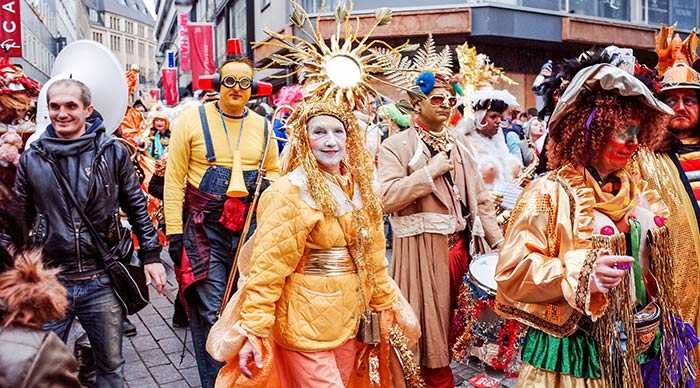 Carnival parade on the street of Cologne Germany