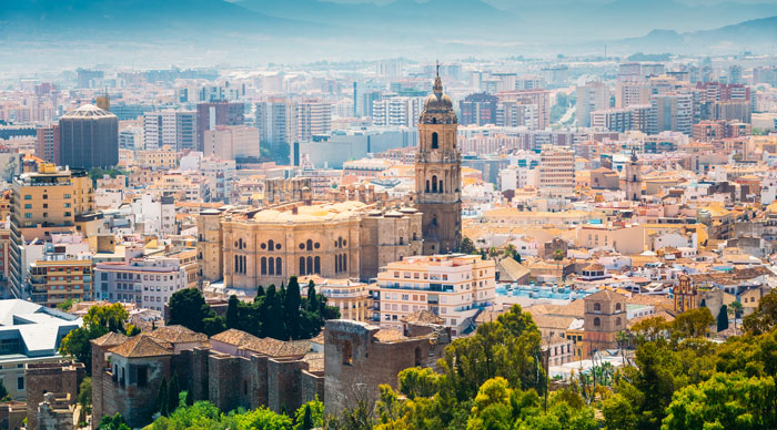 An aerial veiw of Malaga city, Spain