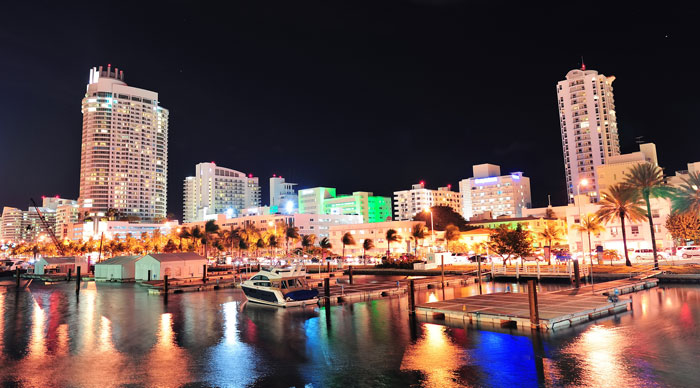 Miami south beach street view at night