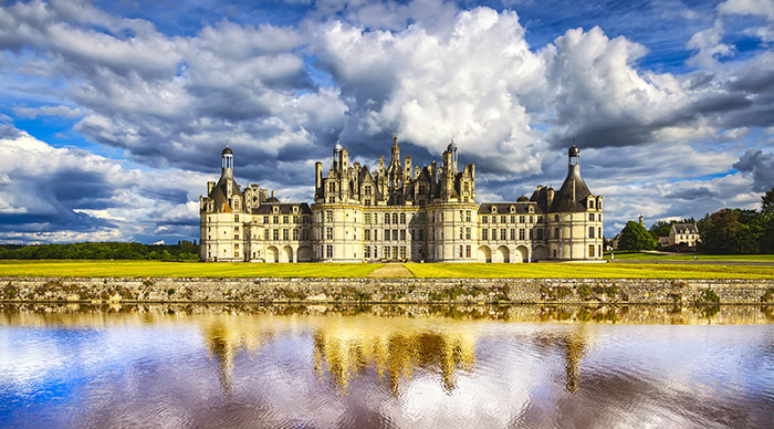 View of Chateau de Chambord royal medieval french castle