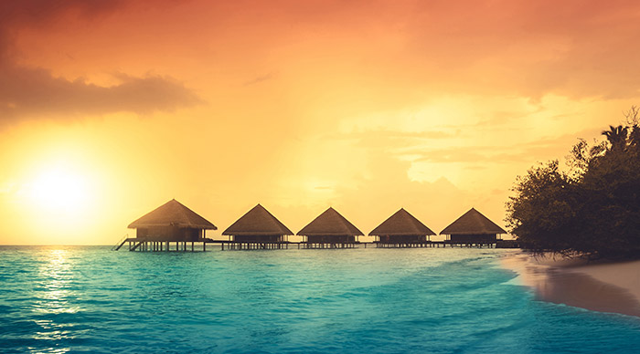 Sunset views on the island of Maldives