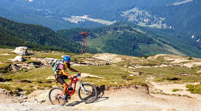 A biker on the mountains of Romania