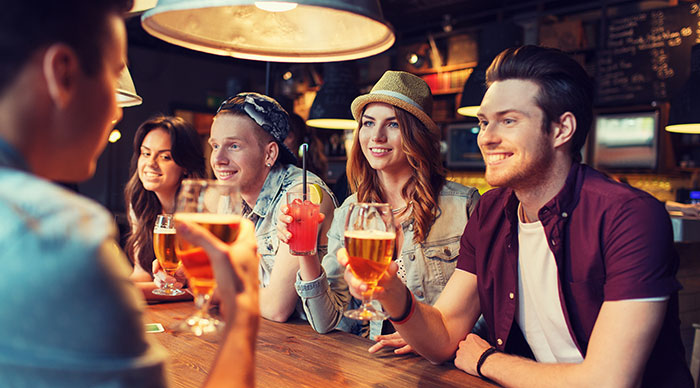 A group of people at a local bar in Buenos Aires