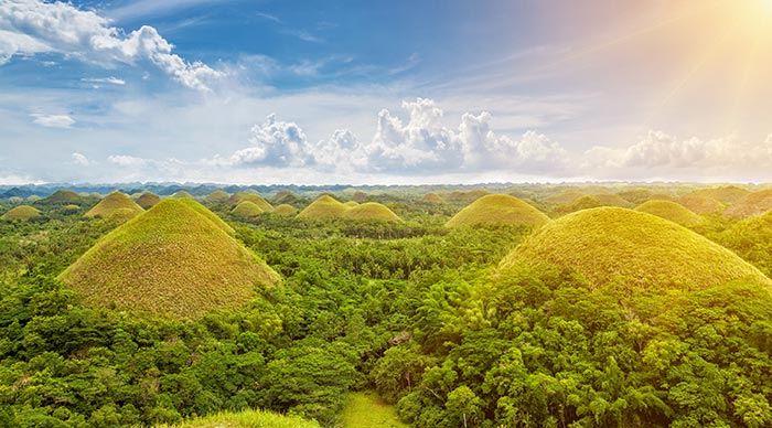 Beautiful scenery of Chocolate Hills in Bohol Philippines