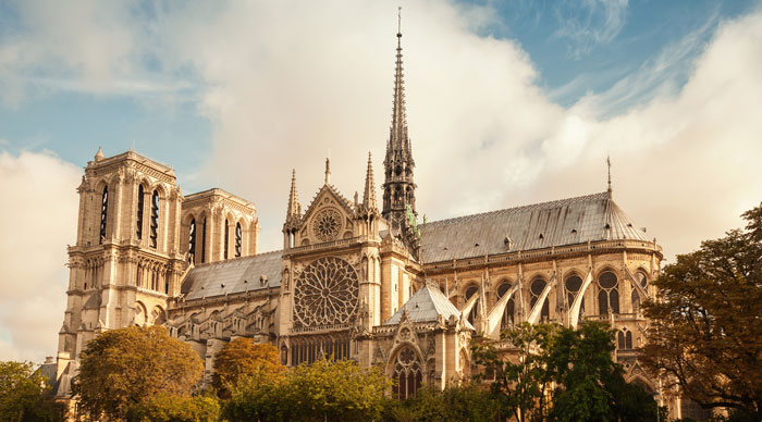 A view of Notre Dame De Paris Cathedral