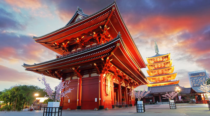 A view of the Sensoji Temple