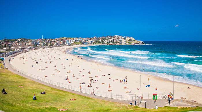 People relaxing on the Bondi beach