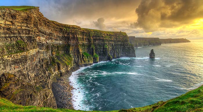 A picture of Cliffs of Moher at sunset in Ireland