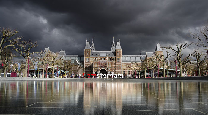 The Rijksmuseum edicated to arts and history in Amsterdam