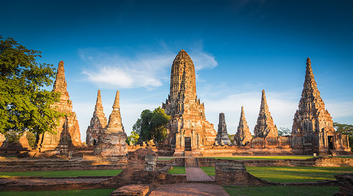 Landscape of Ayutthaya Historical Park in Ayutthaya Thailand