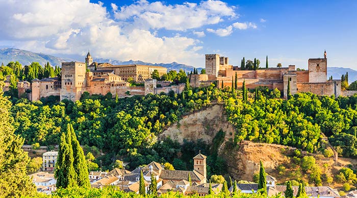 Alhambra fortress at sunset