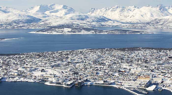  Aerial view to the city of Tromso Norway