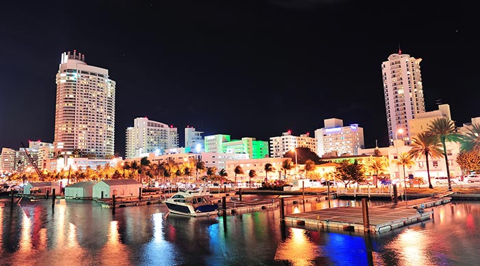 Miami south beach street view at night